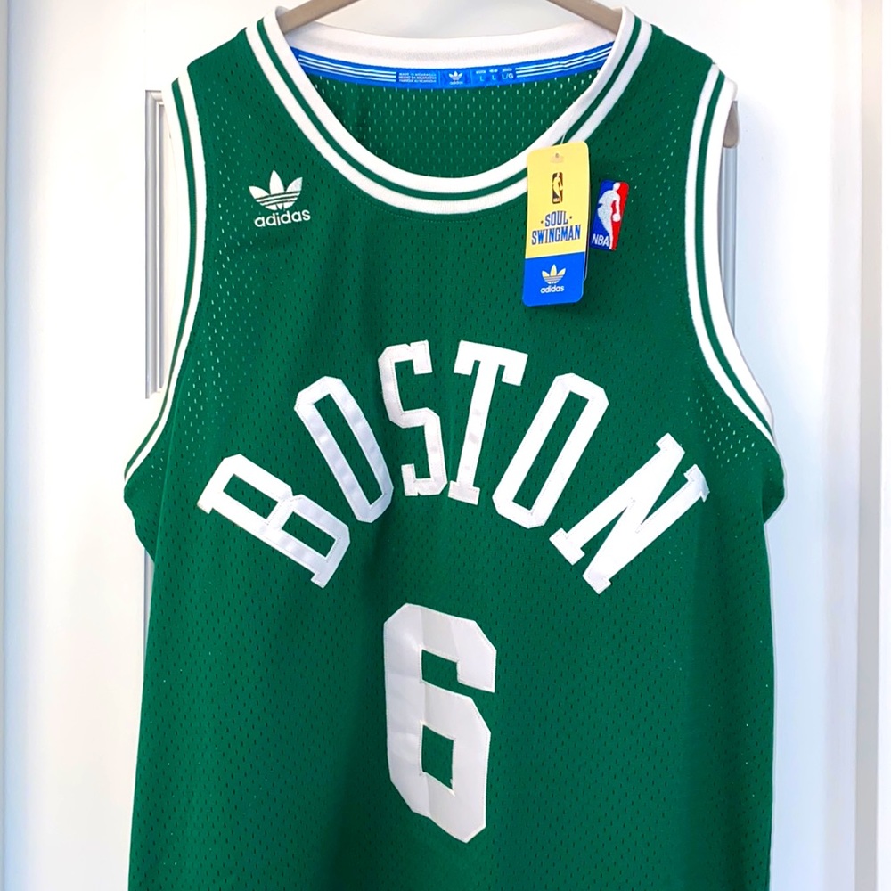 🔥PLAYOFF SALE🔥 NWT NBA Adidas Hardwood Classics Boston Celtics #6 Men’s L,+2